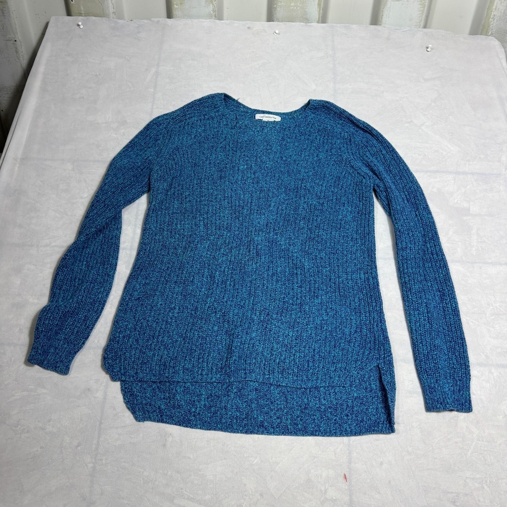 Liz Claiborne Womens Pullover Sweater‎ Blue Crew Neck Tight Knit Outdoor Size M